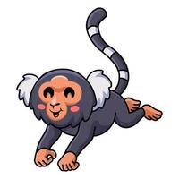 dessin animé mignon singe ouistiti pygmée sautant vecteur