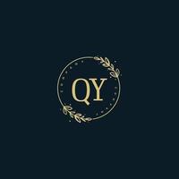 monogramme de beauté qy initial et design de logo élégant, logo manuscrit de la signature initiale, mariage, mode, floral et botanique avec modèle créatif. vecteur