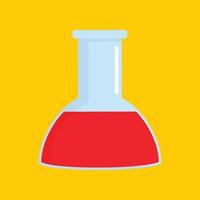 icône de flacon de chimie rouge, style plat vecteur