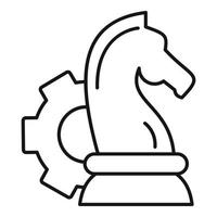 icône de cheval d'échecs d'engrenage, style de contour vecteur