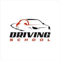 conception de logo d'école de conduite silhouette de voiture vecteur