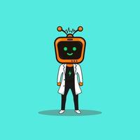 mignon illustration dessin animé jaune télévision tv robot science personnage web autocollant icône mascotte logo vecteur