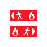 illustration vectorielle de signe de direction d'évacuation en cas de catastrophe incendie. vecteur