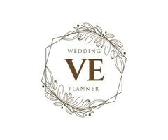 ve initiales lettre mariage monogramme logos collection, modèles minimalistes et floraux modernes dessinés à la main pour cartes d'invitation, réservez la date, identité élégante pour restaurant, boutique, café en image vectorielle vecteur