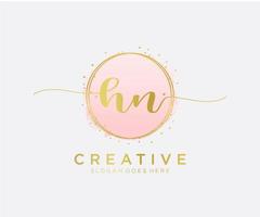 logo féminin initial hn. utilisable pour les logos nature, salon, spa, cosmétique et beauté. élément de modèle de conception de logo vectoriel plat.