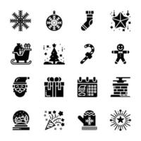 ensemble d'icônes de Noël. illustration vectorielle, bonhomme de neige, vacances, père noël, hiver vecteur
