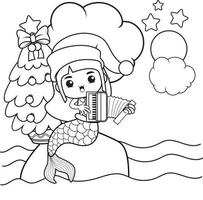 livre de coloriage de noël avec jolie fille sirène vecteur