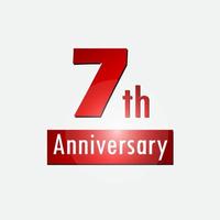 rouge 7e anniversaire célébration simple logo fond blanc vecteur