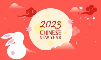 joyeux nouvel an chinois 2023 année du fond du logo du zodiaque lapin vecteur