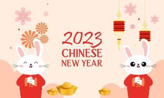 joyeux nouvel an chinois 2023 année du fond du logo du zodiaque lapin vecteur