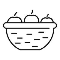 icône de panier de pomme, style de contour vecteur
