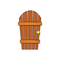 ancienne icône de porte en bois voûtée, style cartoon vecteur