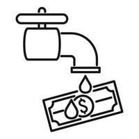 icône de blanchiment d'argent du robinet d'eau, style de contour vecteur