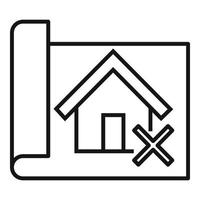icône de plan de démolition de maison, style de contour vecteur
