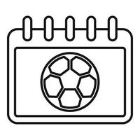 icône de calendrier de football, style de contour vecteur