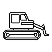 icône de bulldozer de machine, style de contour vecteur