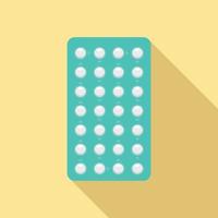 icône de pack de pilules contraceptives, style plat vecteur