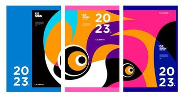 modèle de conception de calendrier du nouvel an 2023 avec abstrait coloré géométrique. conception de calendrier de vecteur. vecteur