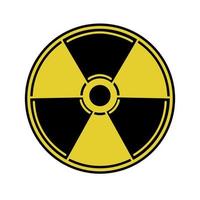 icône de vecteur de contamination radioactive. signe de trèfle sur un cercle jaune. symbole du rayonnement nucléaire ionisant. la notion de danger, de pollution. contour isolé sur blanc. clipart pour logo, applications, web