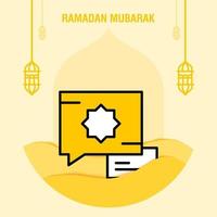 modèle de voeux ramadan kareem croissant islamique et illustration vectorielle de lanterne arabe vecteur