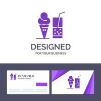 carte de visite créative et modèle de logo boisson crème glacée jus d'été illustration vectorielle vecteur