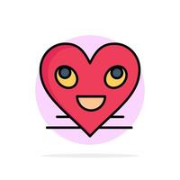 coeur emojis smiley visage sourire abstrait cercle fond plat couleur icône vecteur