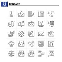 25 contacts icon set vector background