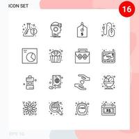 16 contours universels définis pour les applications web et mobiles contrôle de la tarte souris virtuelle éléments de conception vectoriels modifiables par ordinateur vecteur