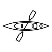 icône de kayak vue de dessus en bois, style de contour vecteur