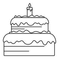 icône de gâteau aux bonbons, style de contour vecteur