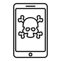 icône de smartphone piraté, style de contour vecteur