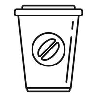 icône de tasse à café en plastique, style de contour vecteur