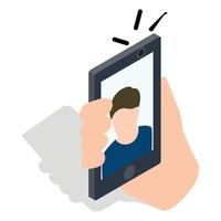 homme prenant une photo de selfie sur l'icône du smartphone vecteur