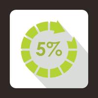 chargement circulaire, icône 5 %, style plat vecteur