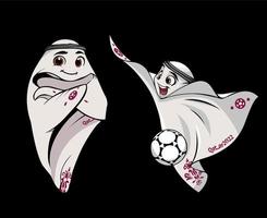 mascottes coupe du monde fifa qatar 2022 logo officiel mondial et ballon champion symbole conception vecteur illustration abstraite avec fond noir