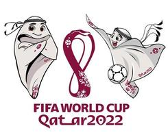 mascottes coupe du monde fifa qatar 2022 avec symbole de logo officiel et illustration abstraite de vecteur de conception de champion bllon