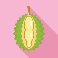 icône de durian coupé, style plat vecteur