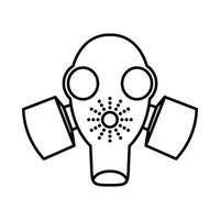 icône de masque à gaz noir, style de contour vecteur