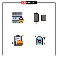 4 icônes créatives signes et symboles modernes de l'appareil document clé dossier horizontal éléments de conception vectoriels modifiables vecteur