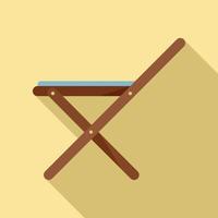 icône de chaise en bois pliante, style plat vecteur