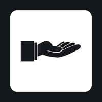 icône de geste de la main tendue, style simple vecteur