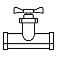 icône de robinet de tuyau d'eau en métal, style de contour vecteur