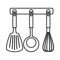 spatule, louche et fouet, icône d'outils de cuisine vecteur