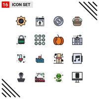 pack de 16 signes et symboles de lignes remplies de couleurs plates modernes pour les supports d'impression Web tels que l'oeuf de terre web pâques cd éléments de conception vectoriels créatifs modifiables vecteur