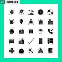 pack de 25 symboles de glyphe de jeu d'icônes de style solide pour imprimer des signes créatifs isolés sur fond blanc 25 jeu d'icônes vecteur