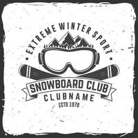 club de snowboard. illustration vectorielle. concept de chemise, d'impression, de timbre ou de tee-shirt. vecteur