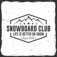 club de snowboard. illustration vectorielle. concept de chemise, d'impression, de timbre ou de tee-shirt. vecteur