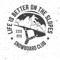 club de snowboard. illustration vectorielle. concept de chemise, d'impression, de timbre ou de tee-shirt. vecteur