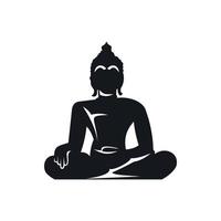 statue de bouddha assis dans l'icône de la pose de lotus vecteur