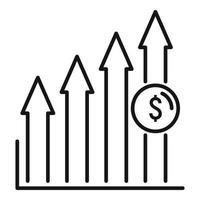 icône de graphique de financement de démarrage, style de contour vecteur